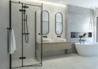 Czarne kabiny prysznicowe – element loftowej łazienki